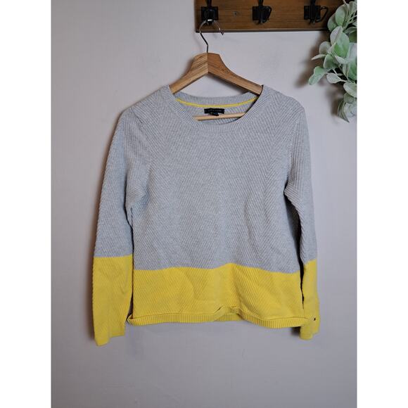 Tommy Hilfiger Gray & Yellow Color Block Sweater Women's Sz L - Picture 1 of 4
